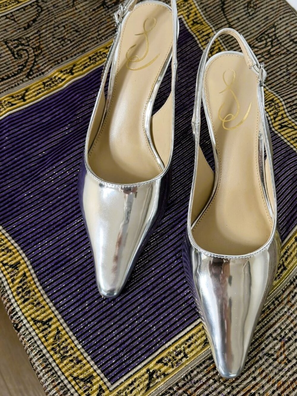 Sam Edelman Bianka Slingback Pump in Silver Size 7 - Picture 5 of 9